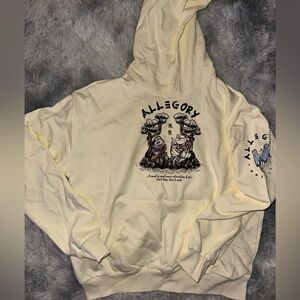 Allegory Cream Frog Graphic Hoodie Mens Size Small - NWT
